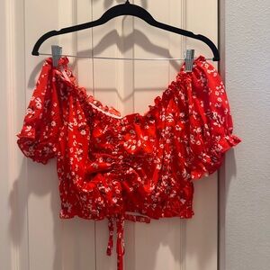 Floral Red Women's Top